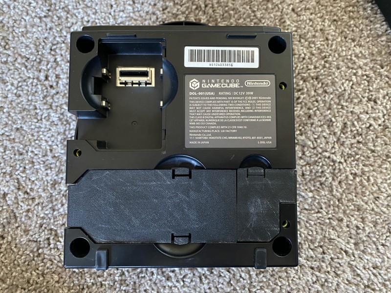 A picture of the bottom of the GameCube